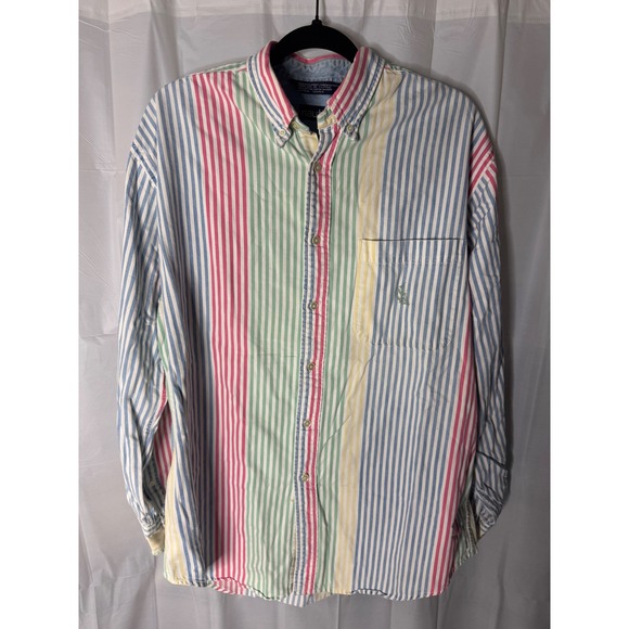 Nautica Multicolor Striped Long Sleeve Button Down Shirt Mens Large - Picture 1 of 11